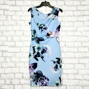 Venus | Blue Floral Bodycon Dress - S